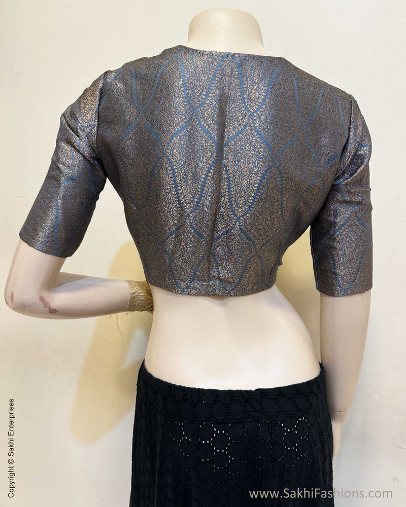 BL-V15870R Grey Banarsi RBlouse