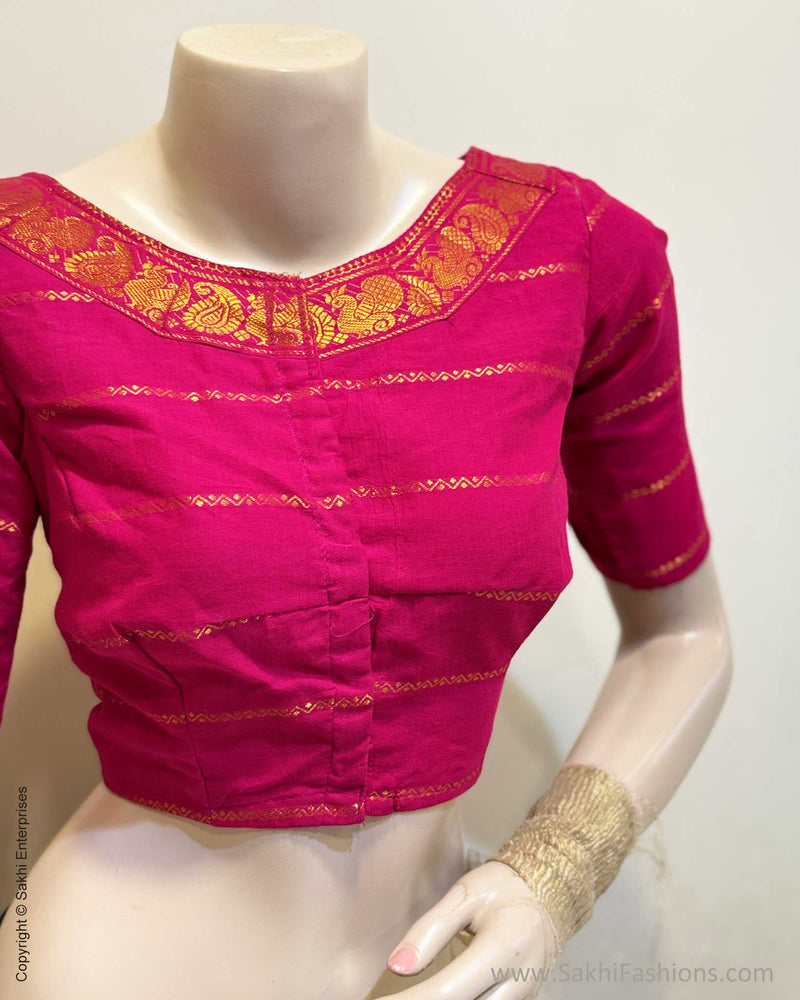 BL-W11077R Pink Madurai Cotton Blouse