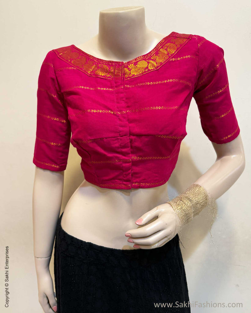 BL-W11077R Pink Madurai Cotton Blouse