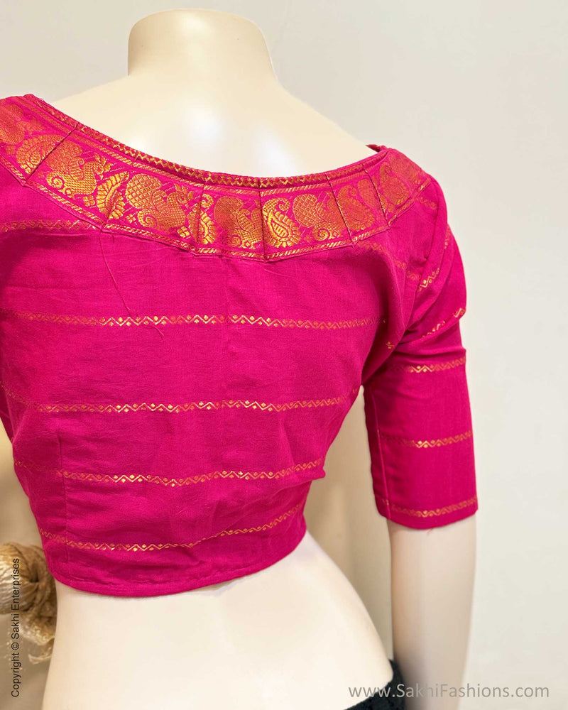 BL-W11077R Pink Madurai Cotton Blouse
