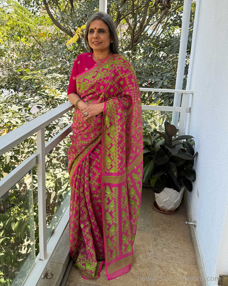EE-W04330 Pink Green Dakai saree