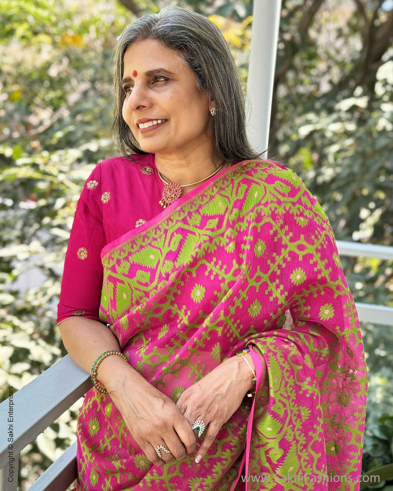 EE-W04330 Pink Green Dakai saree