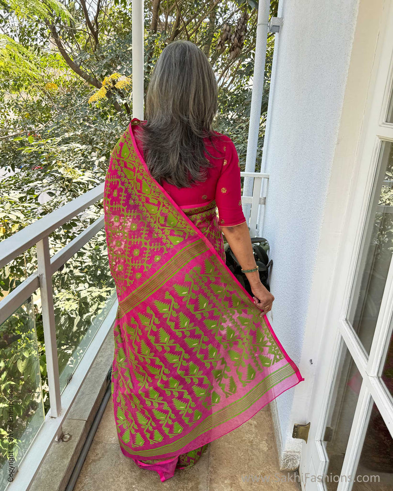 EE-W04330 Pink Green Dakai saree