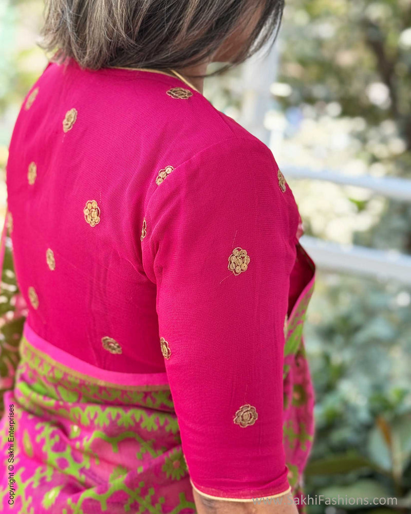 EE-W04330 Pink Green Dakai saree