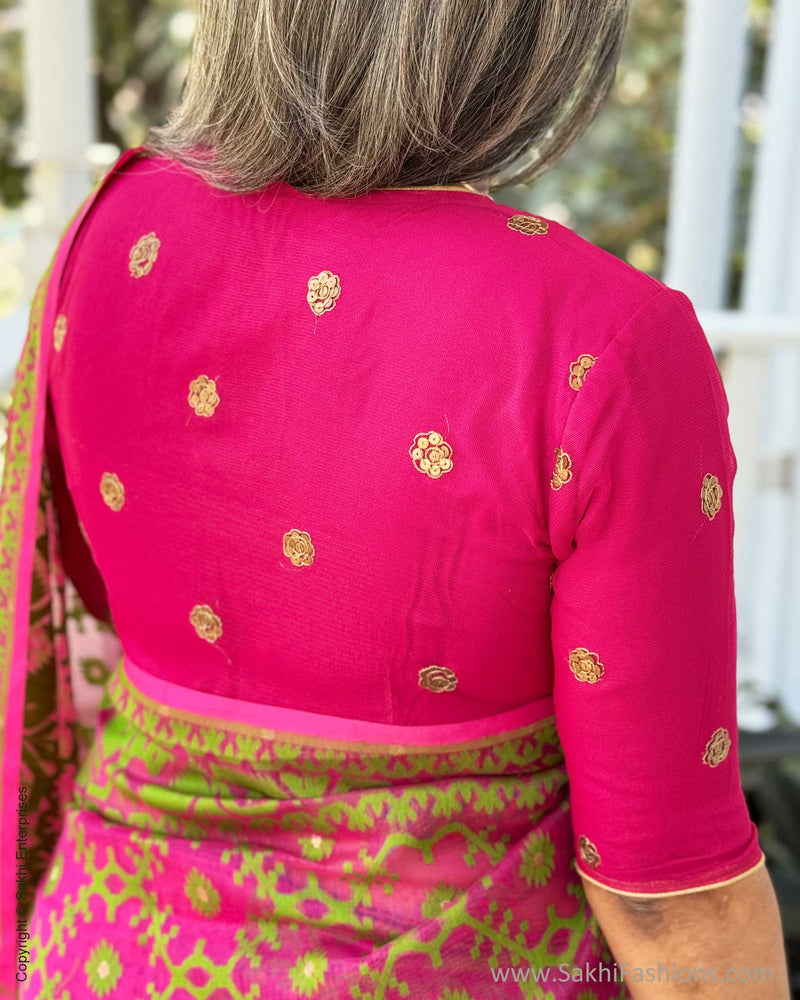 EE-W04330 Pink Green Dakai saree