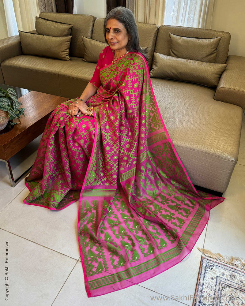 EE-W04330 Pink Green Dakai saree