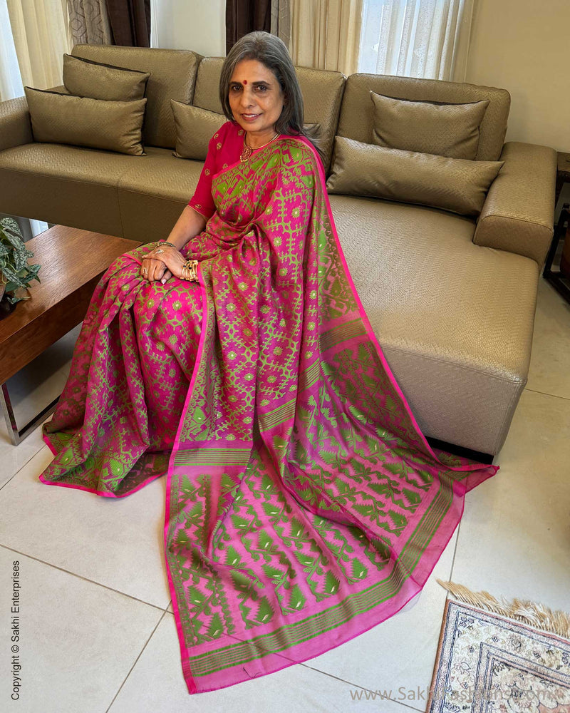 EE-W04330 Pink Green Dakai saree