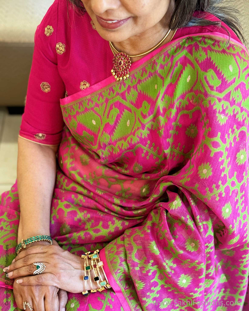 EE-W04330 Pink Green Dakai saree
