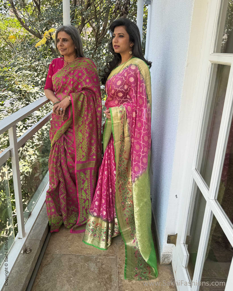 EE-W04330 Pink Green Dakai saree