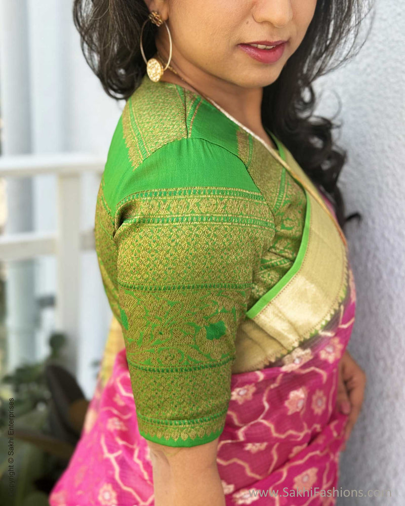 EE-W16662 Green Pink Silk Kota Sari