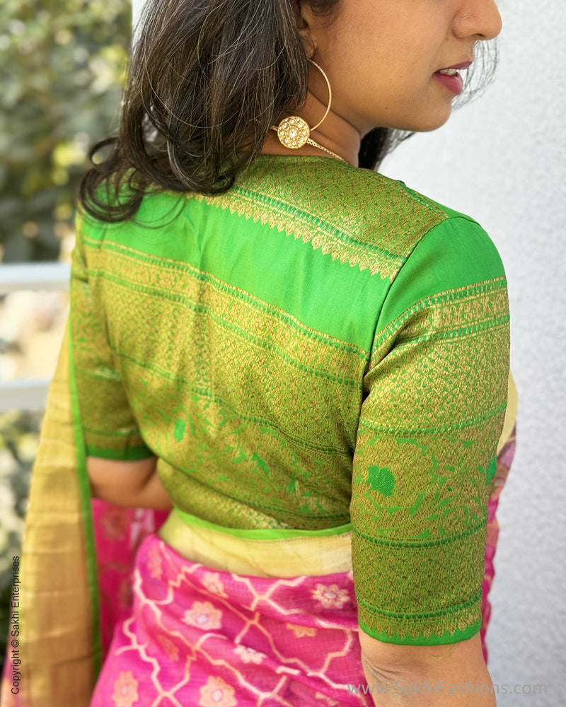 EE-W16662 Green Pink Silk Kota Sari