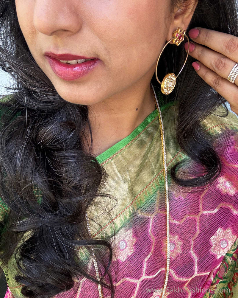 EE-W16662 Green Pink Silk Kota Sari