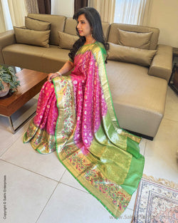 EE-W16662 Green Pink Silk Kota Sari
