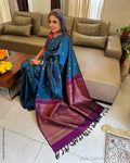 EE-X04825 Peacock Blue Kanchi Sari