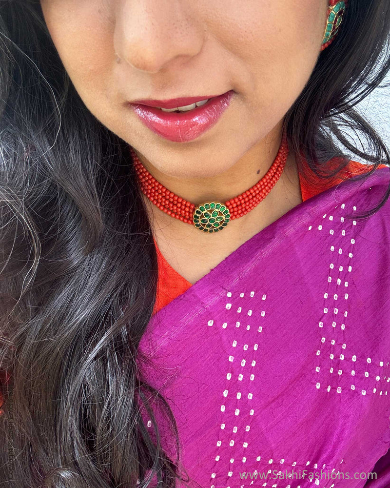 BL-V01238R Orange Kanchi Blouse