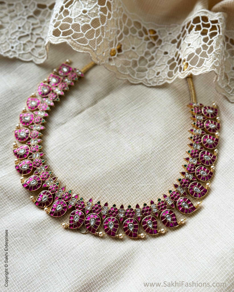 AJ-X09356 Ruby Pink Mango Necklace