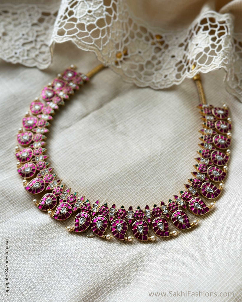 AJ-X09356 Ruby Pink Mango Necklace