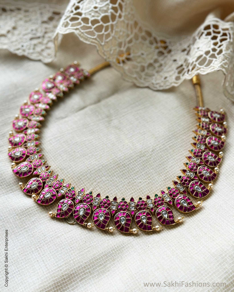 AJ-X09356 Ruby Pink Mango Necklace
