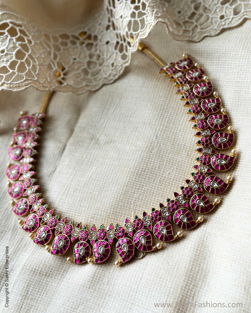 AJ-X09356 Ruby Pink Mango Necklace