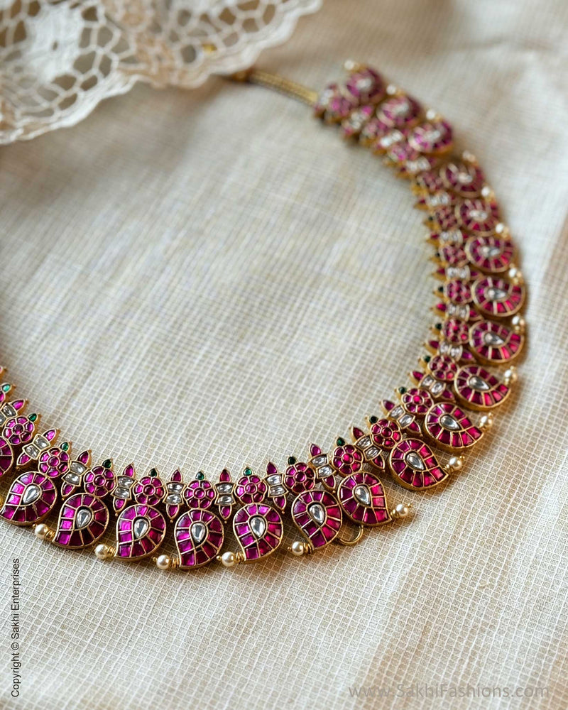 AJ-X09356 Ruby Pink Mango Necklace