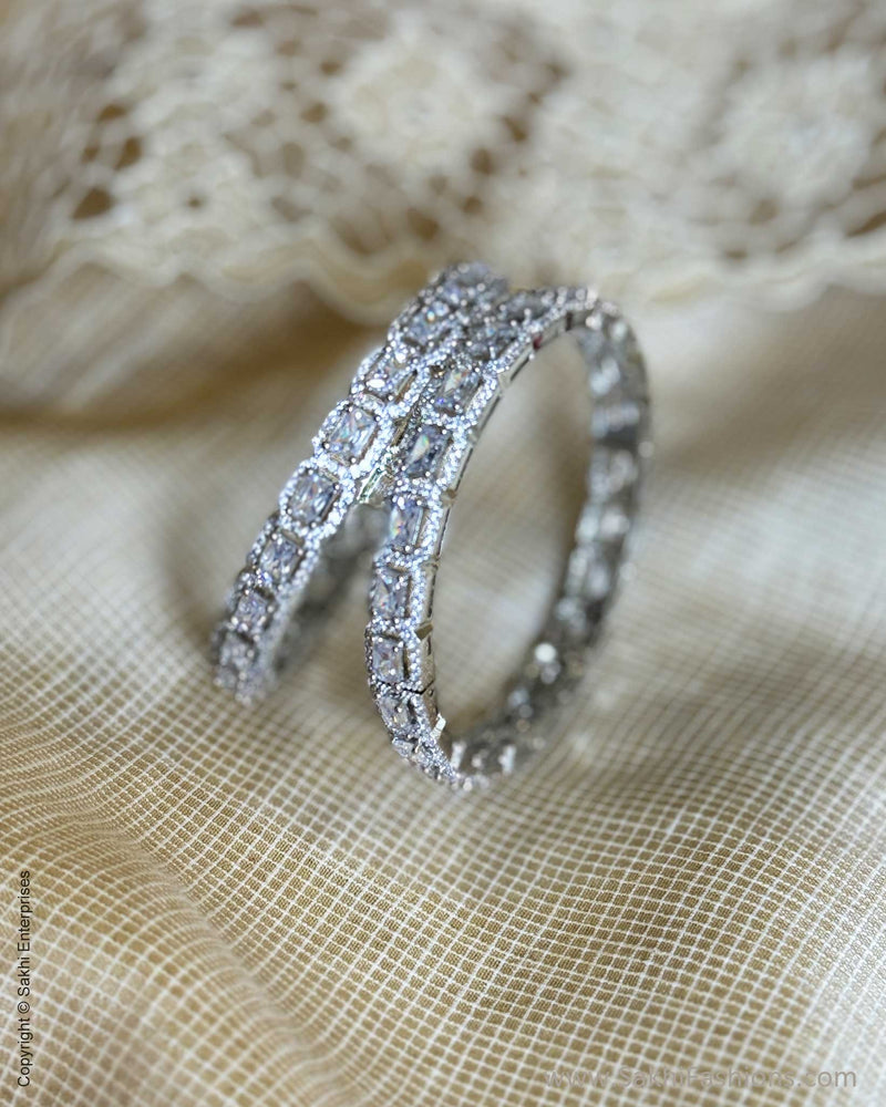 AJ-X06009 Silver Diamante Bangles