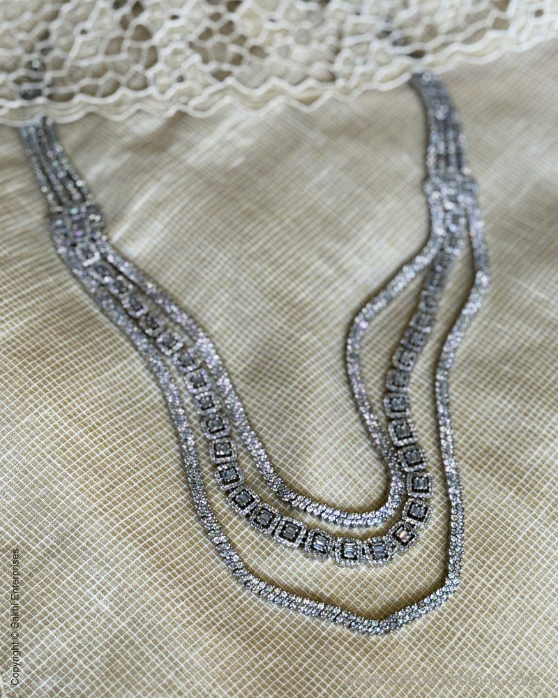 AJ-X06007 Silver Diamante Necklace