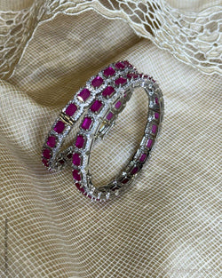 AJ-X06010 Silver Diamante Bangles