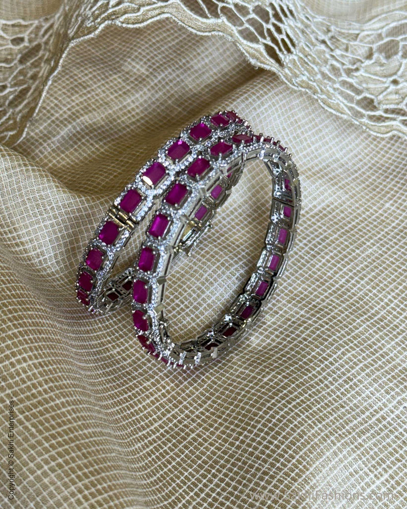 AJ-X06010 Silver Diamante Bangles