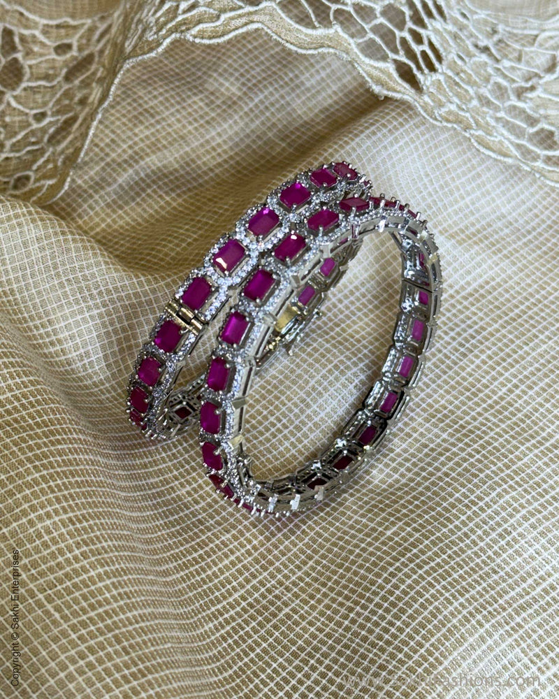 AJ-X06010 Silver Diamante Bangles