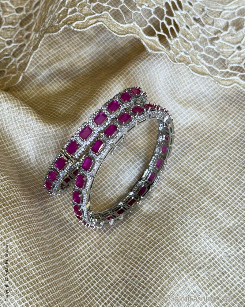 AJ-X06010 Silver Diamante Bangles
