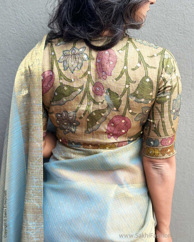 BL-X07661 Tussar Kalamkari Blouse