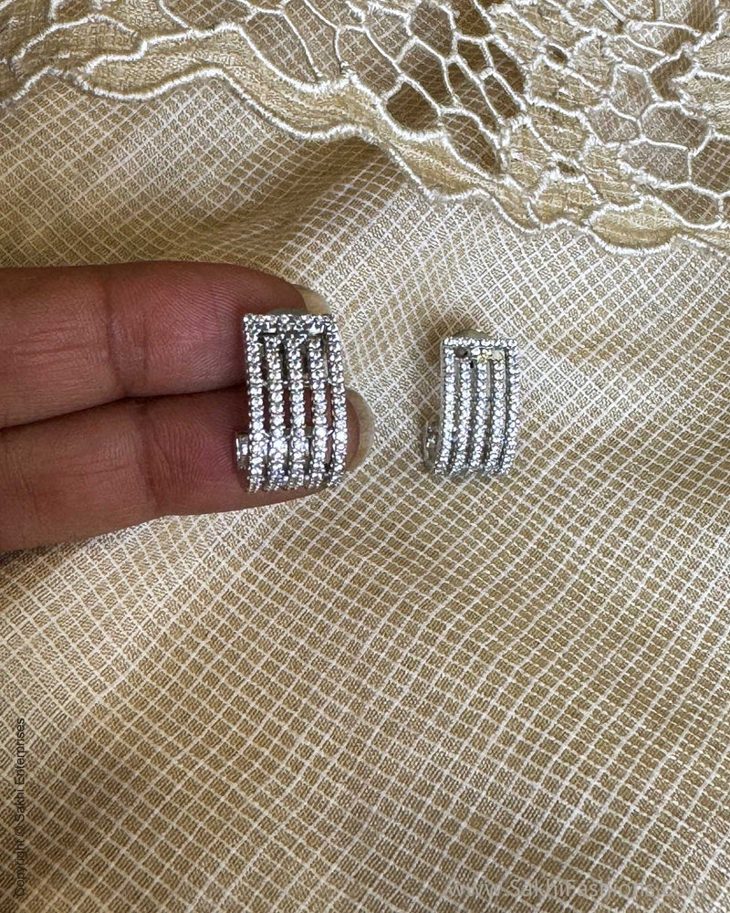 AJ-X05995 Silver Diamante Chandbali