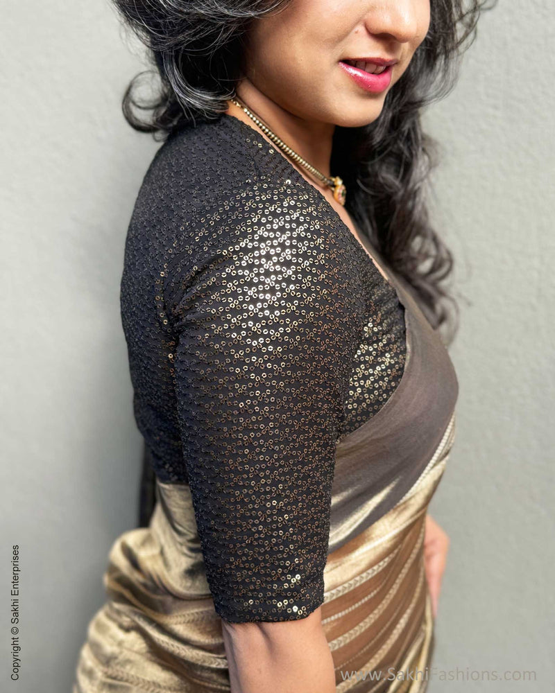 EE-X07587 Black Tissue saree