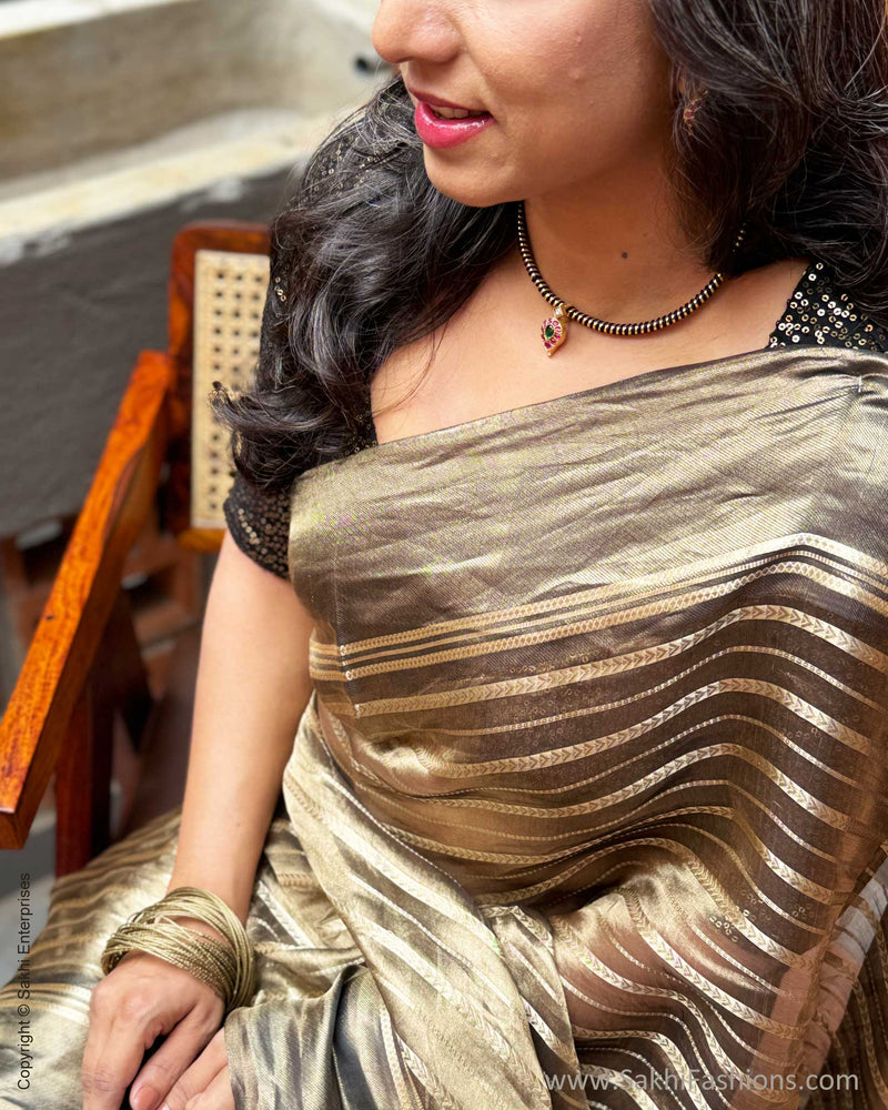 EE-X07587 Black Tissue saree