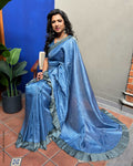 EE-X10288 Blue Tussar Sari