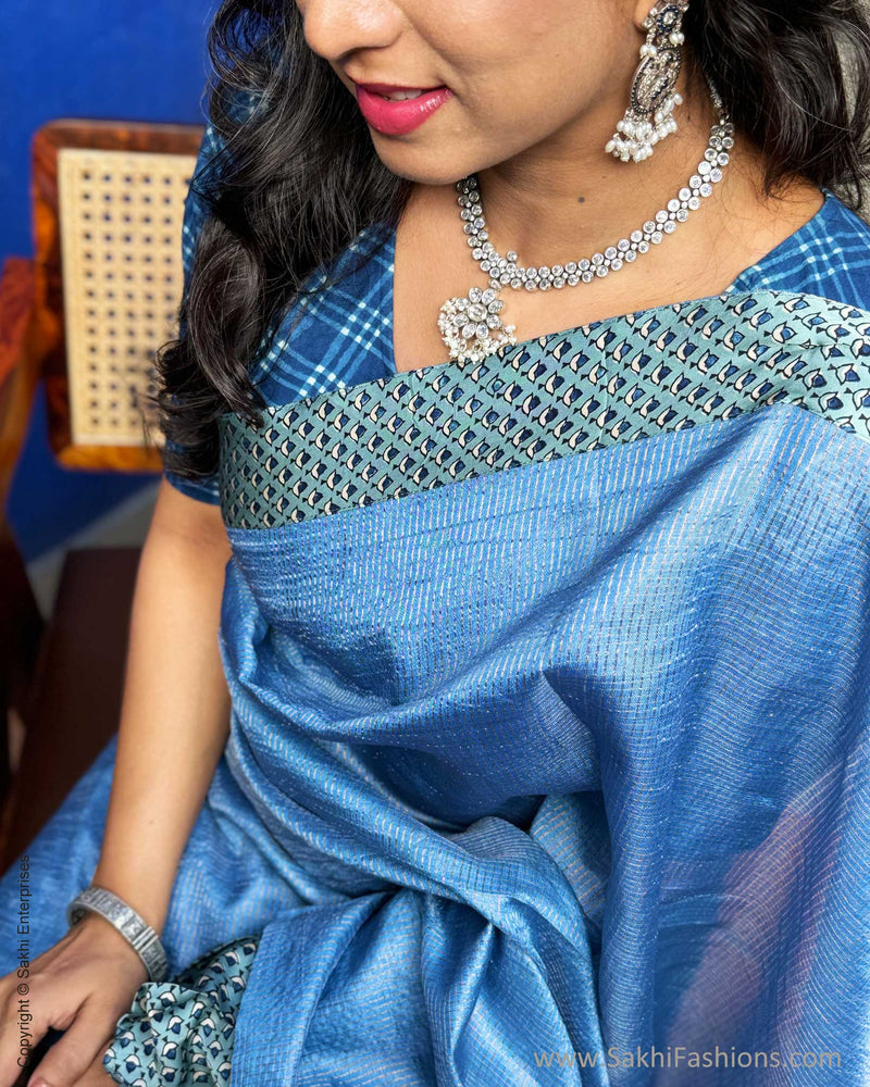 EE-X10288 Blue Tussar Sari