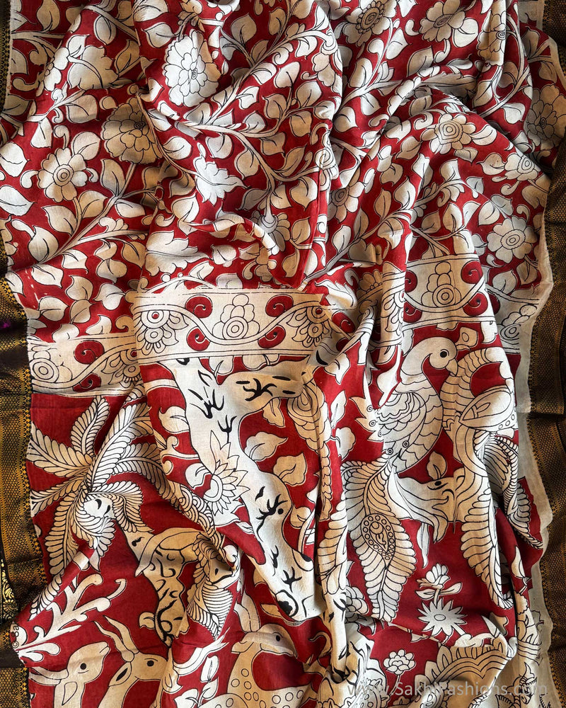 DP-X11517 Red Kalamkari Saree
