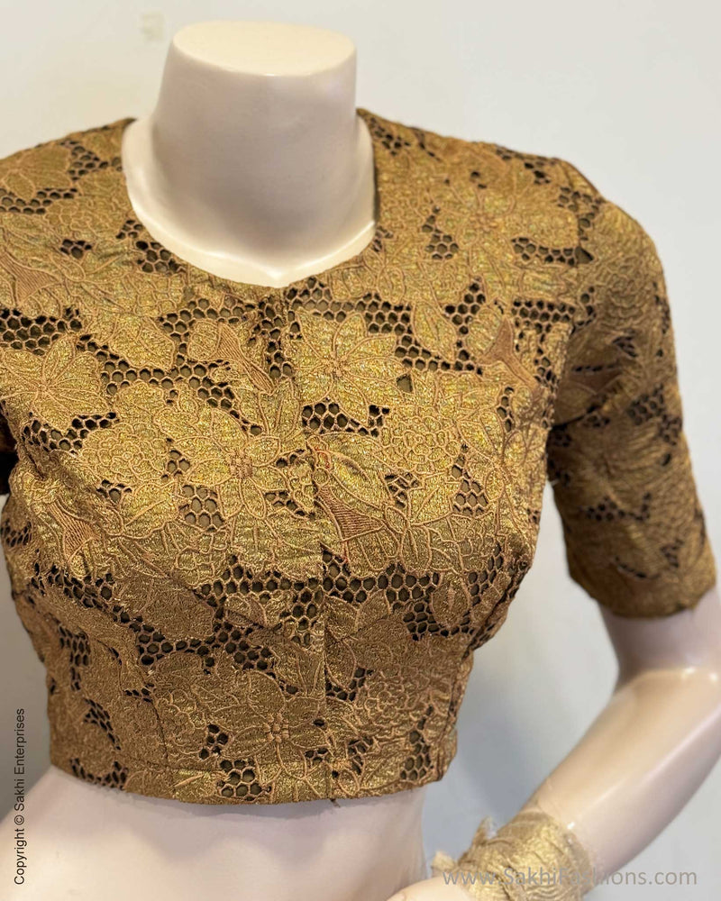 BL-X08942 Antique Gold Cutwork Blouse