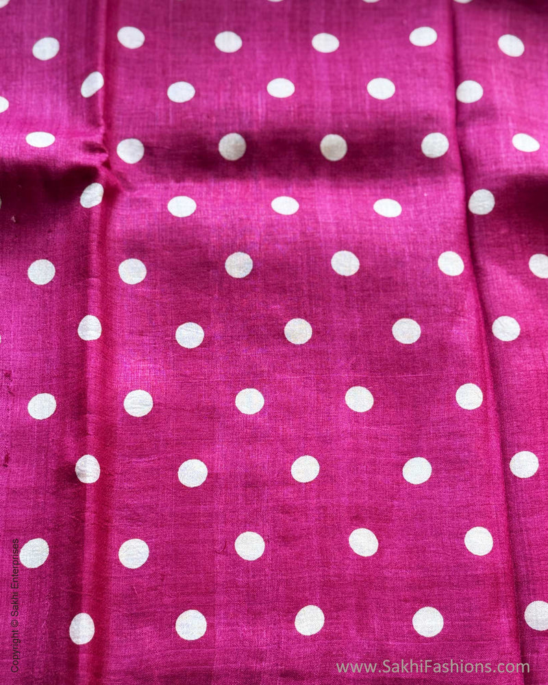 BL-X12779 Pink Polka Dot Tussar Blouse