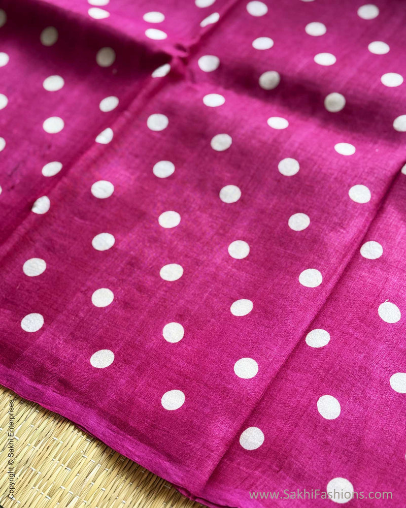 BL-X12779 Pink Polka Dot Tussar Blouse