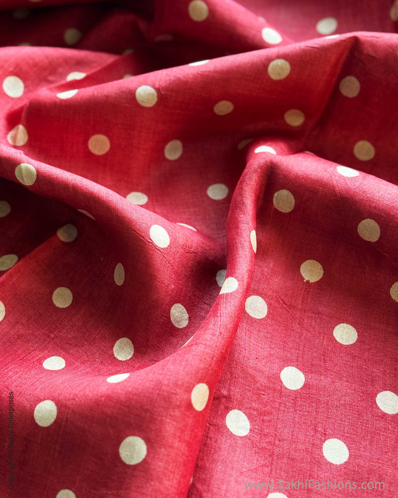 BL-X12777 Red Polka Dot Tussar Blouse