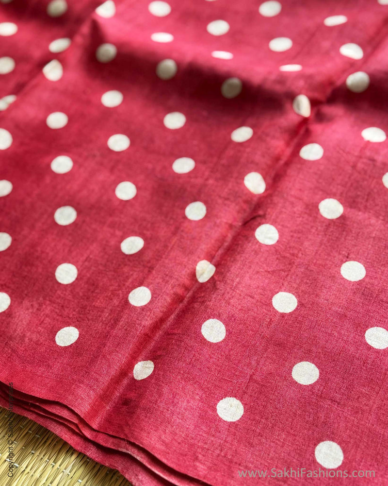 BL-X12777 Red Polka Dot Tussar Blouse