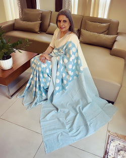 EE-W05779 Blue Ikkat Saree