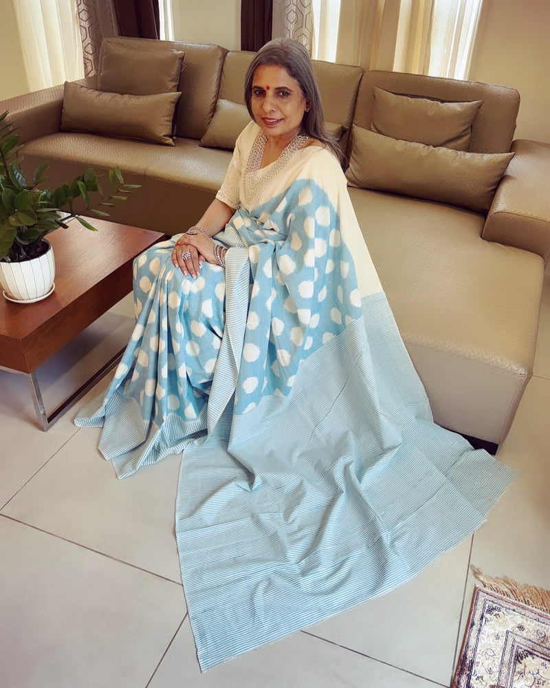 EE-W05779 Blue Ikkat Saree