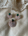 AJ-X31131 Green Diamante Pendant Set