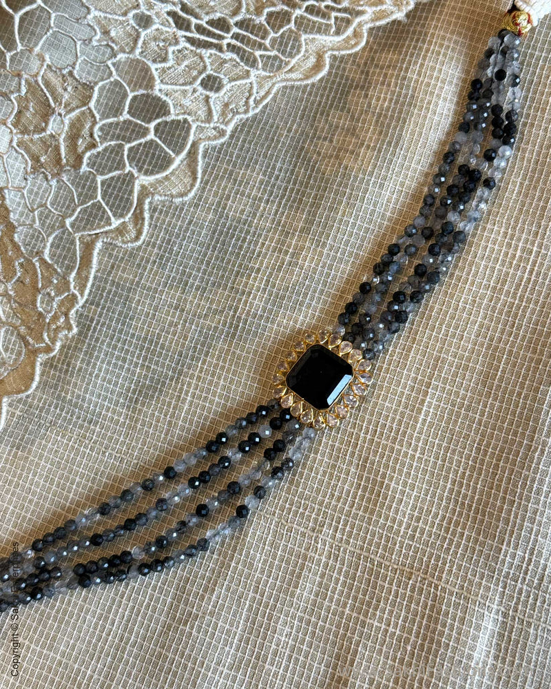 AG-X13006 Black white Gold Choker