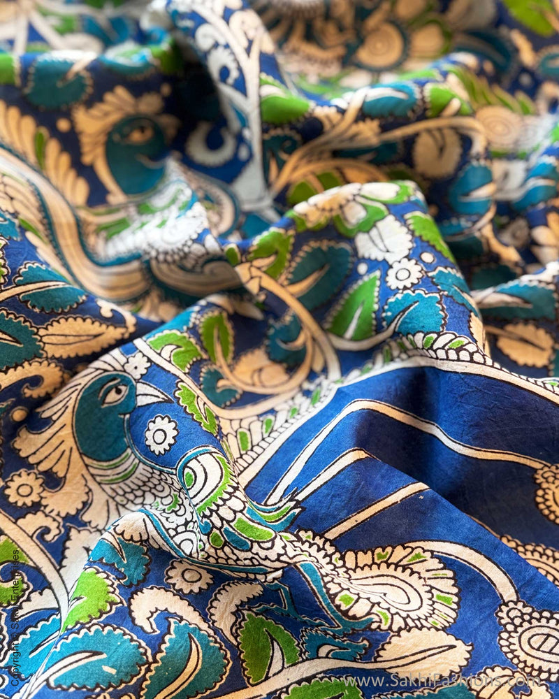 BL-S11909 - Blue pure Silk Blouse Fabric