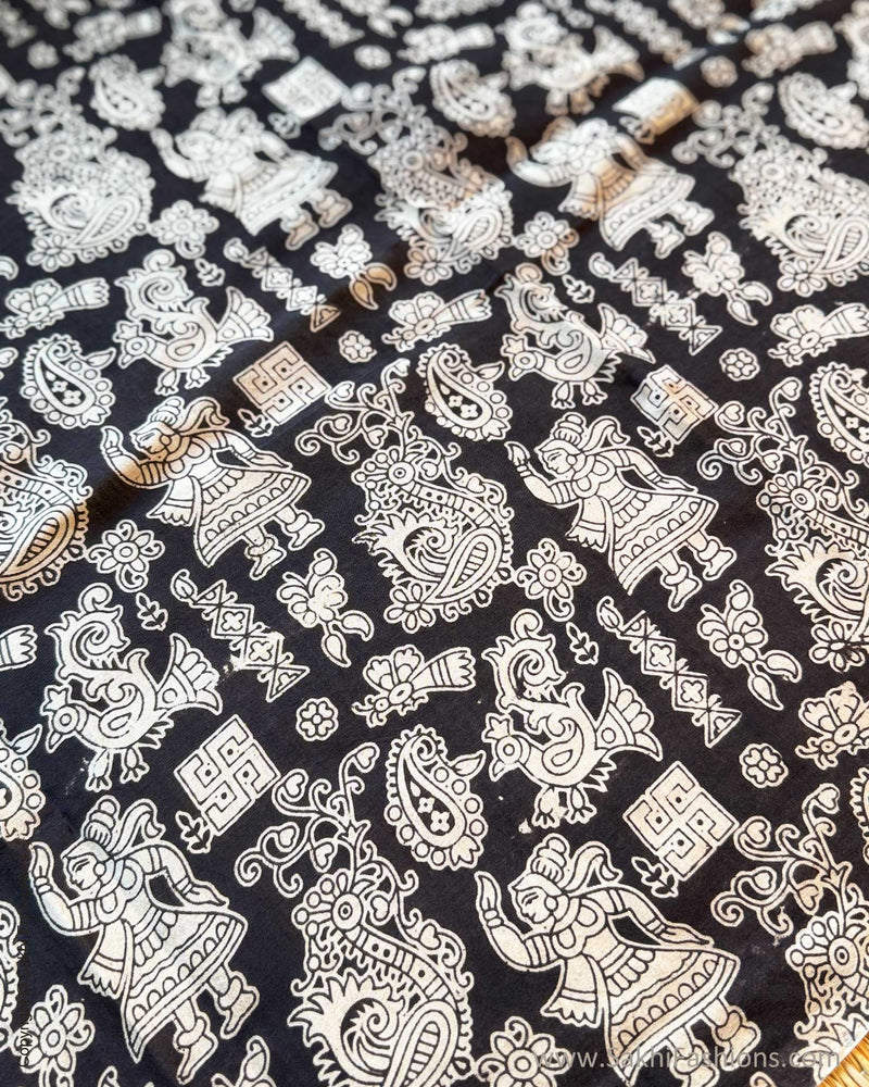 BL-R21679 - Black pure Silk Blouse Fabric