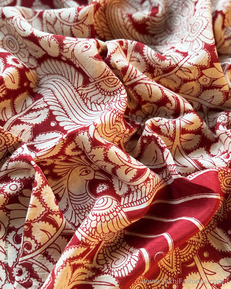 EE-R21666R  Red Silk Kalamakri Blouse