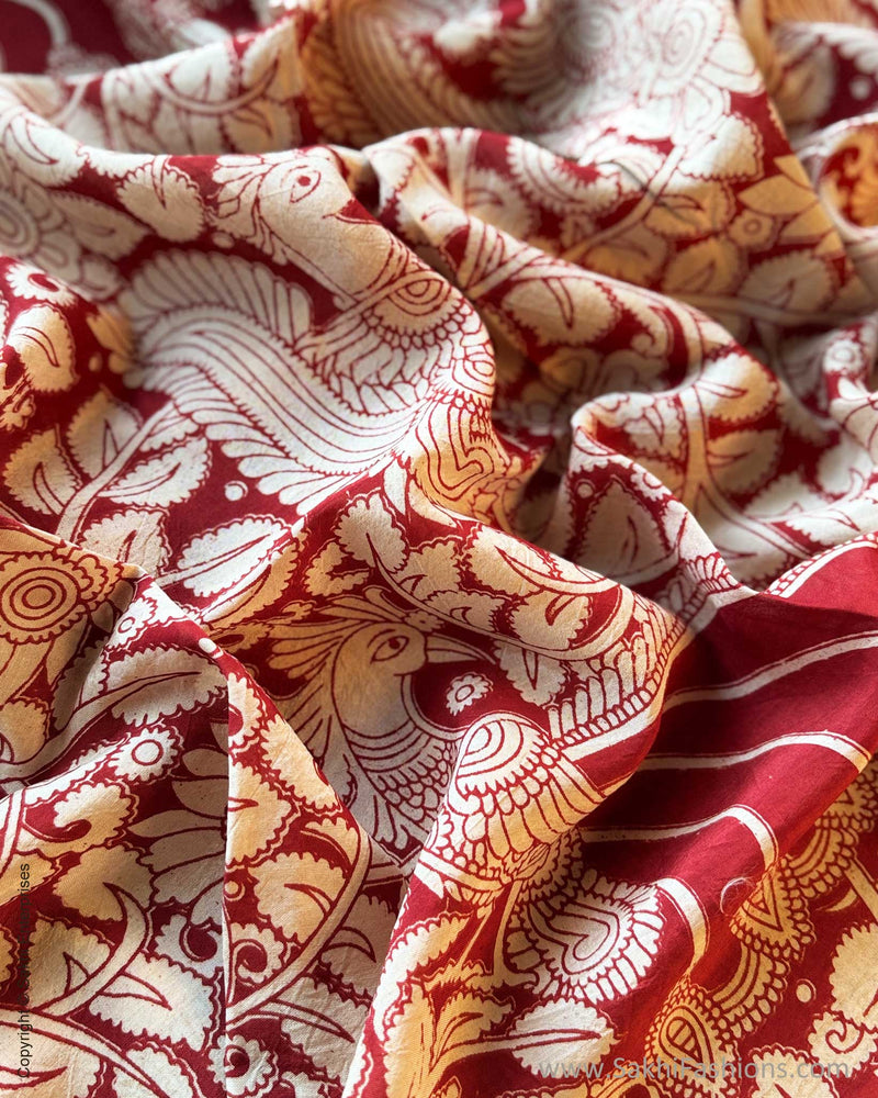 EE-R21666R  Red Silk Kalamakri Blouse